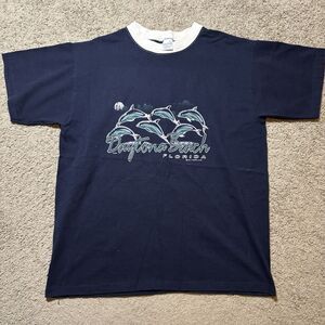 Vintage John Henry Daytona Beach Florida Graphic T-Shirt Mens L Dolphins Summer